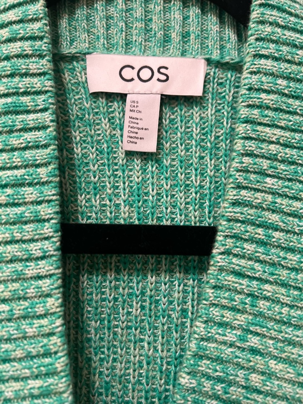 COS Green Ribbed Button-Front Cardigan small - Picture 4 of 8